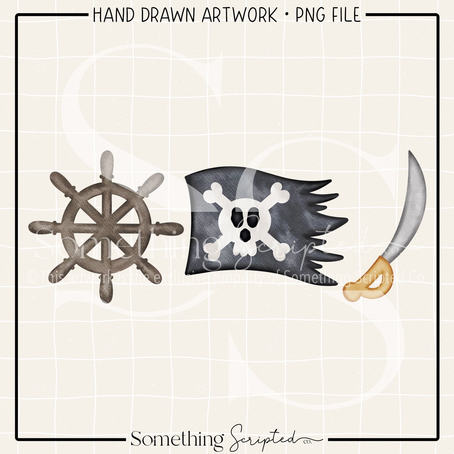 Pirate Wheel Flag Sword PNG