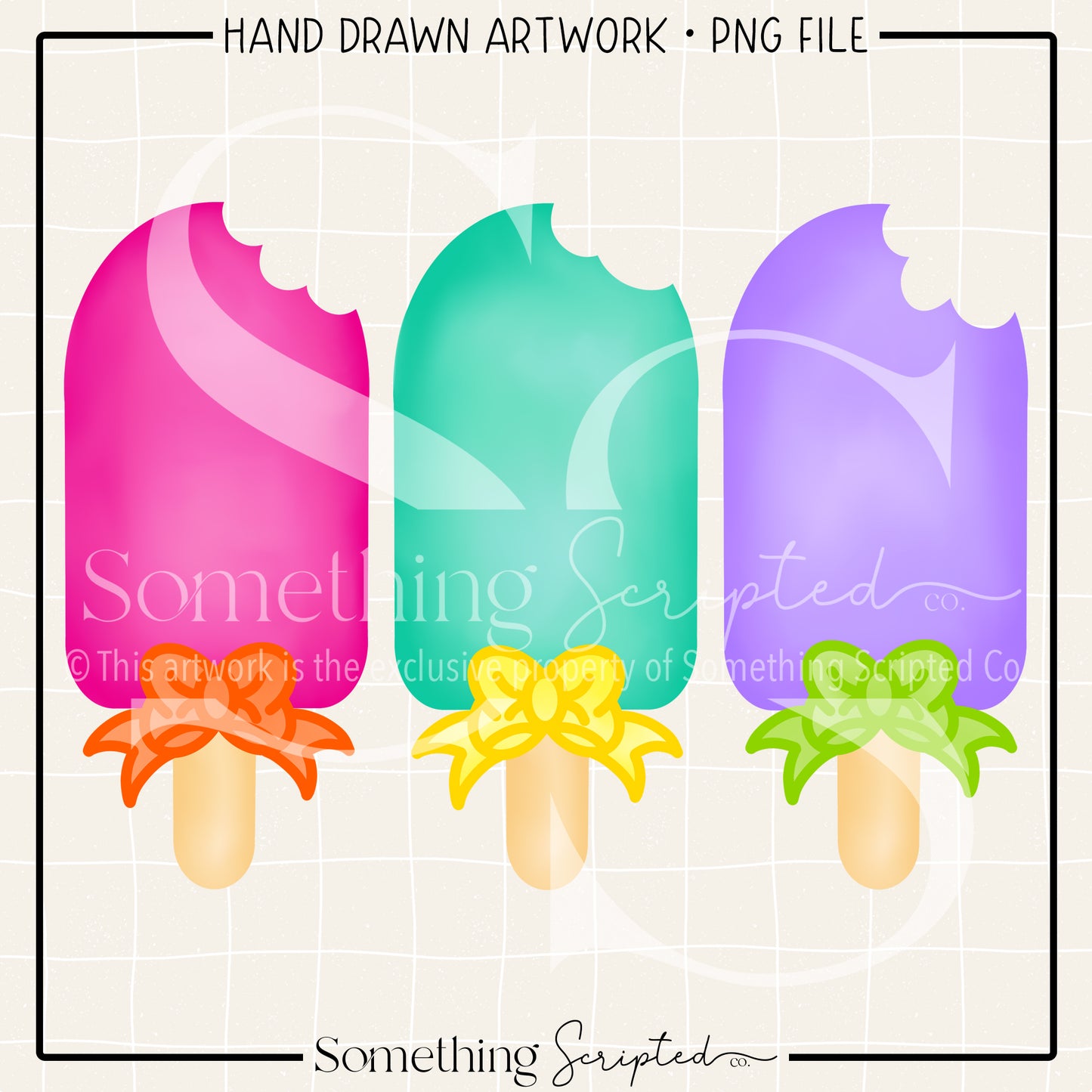 Popsicle Bites Bows Trio PNG