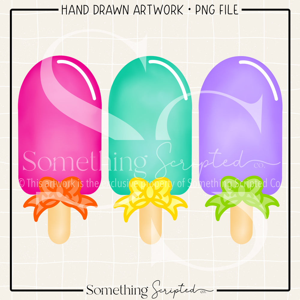 Popsicle Bows Trio PNG