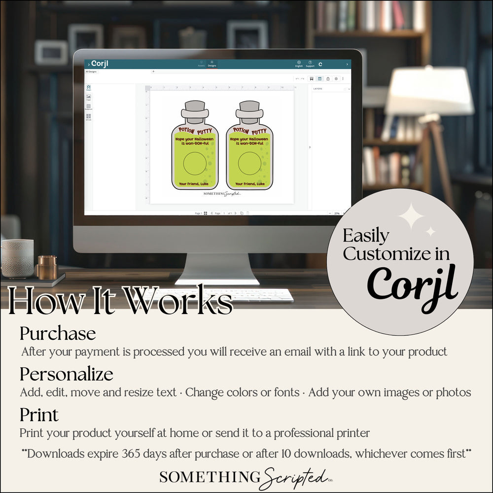 
                  
                    Computer monitor displaying a product design software interface with text explaining the customization process.
                  
                