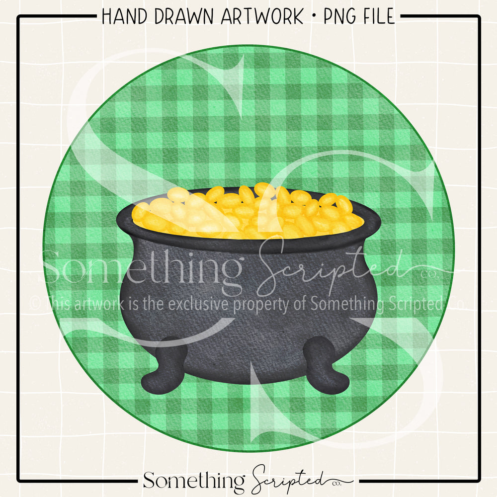 Pot of Gold Gingham Circle PNG