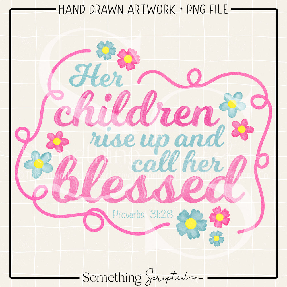 Proverbs Pink Turquoise Floral PNG