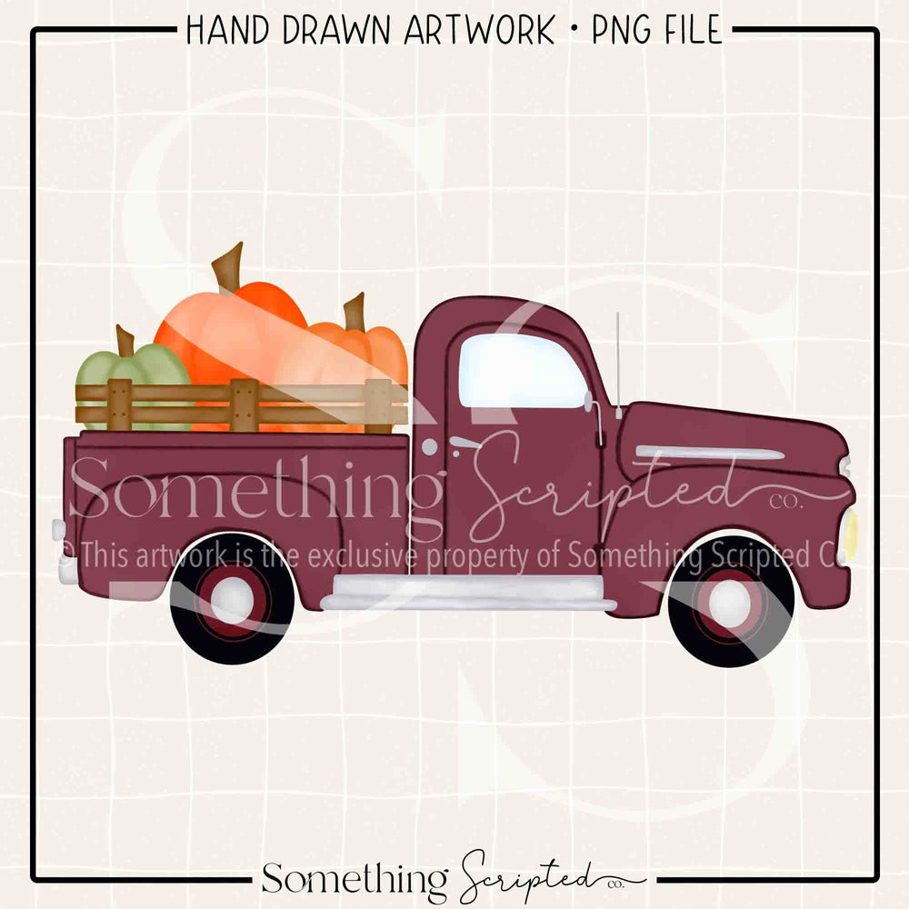 Pumpkin Vintage Truck PNG