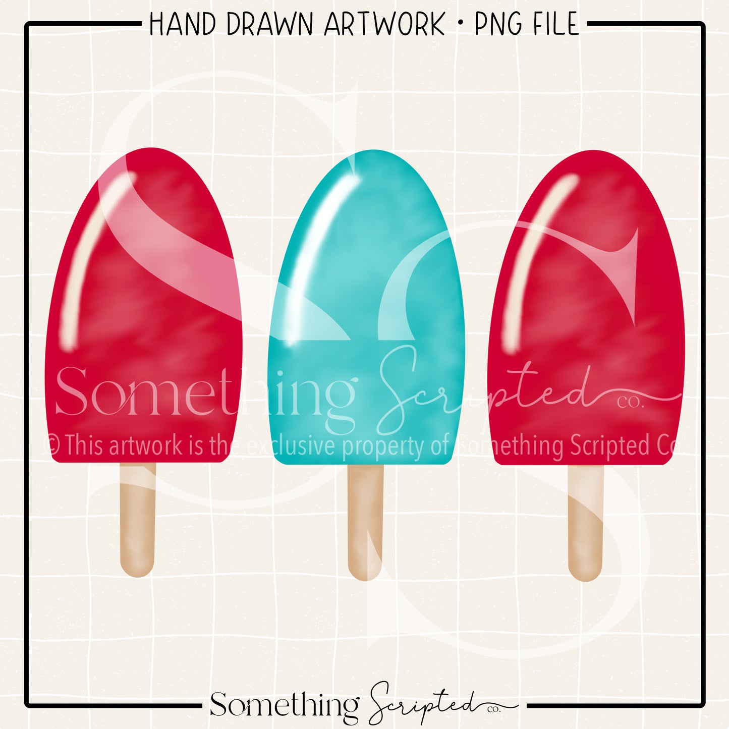 Red Turquoise Popsicle Trio PNG