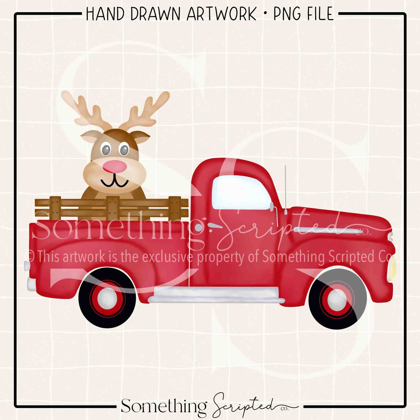 Reindeer Vintage Truck PNG