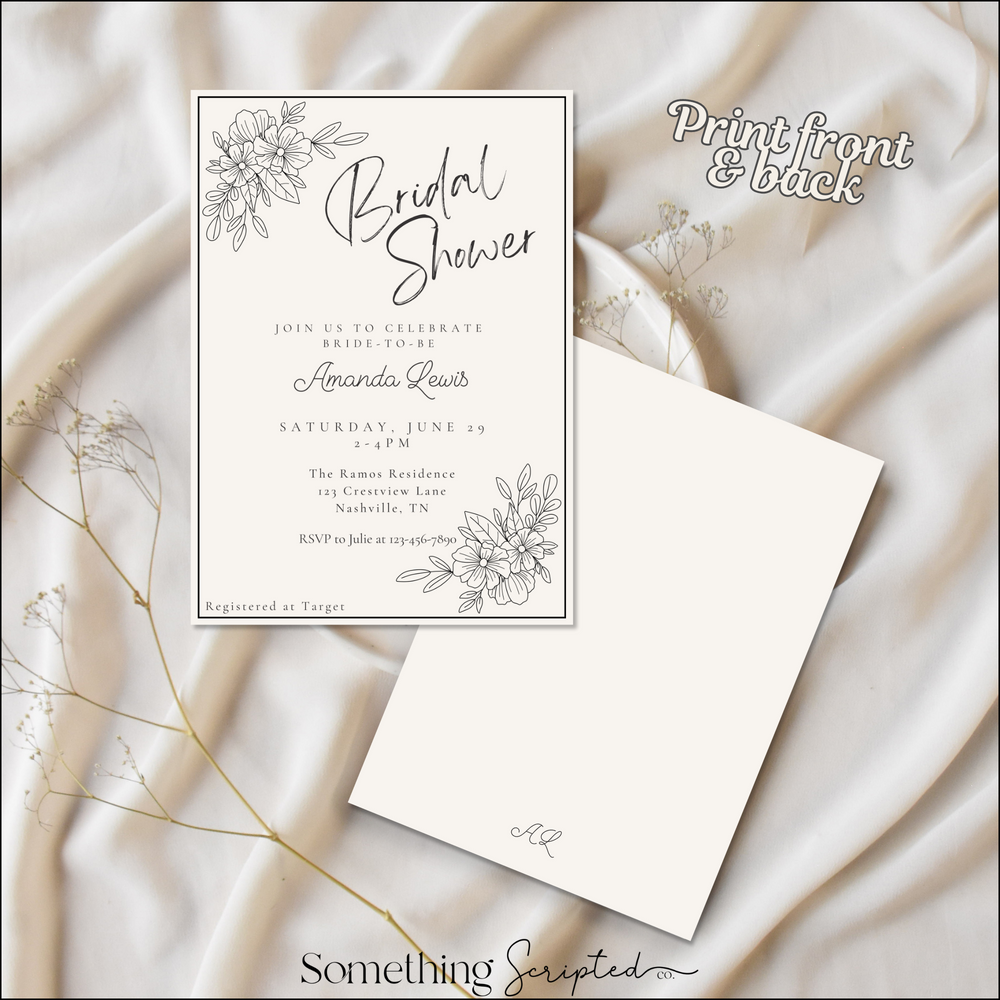 
                      
                        Black Floral Outline Bridal Shower Invitation Template
                      
                    