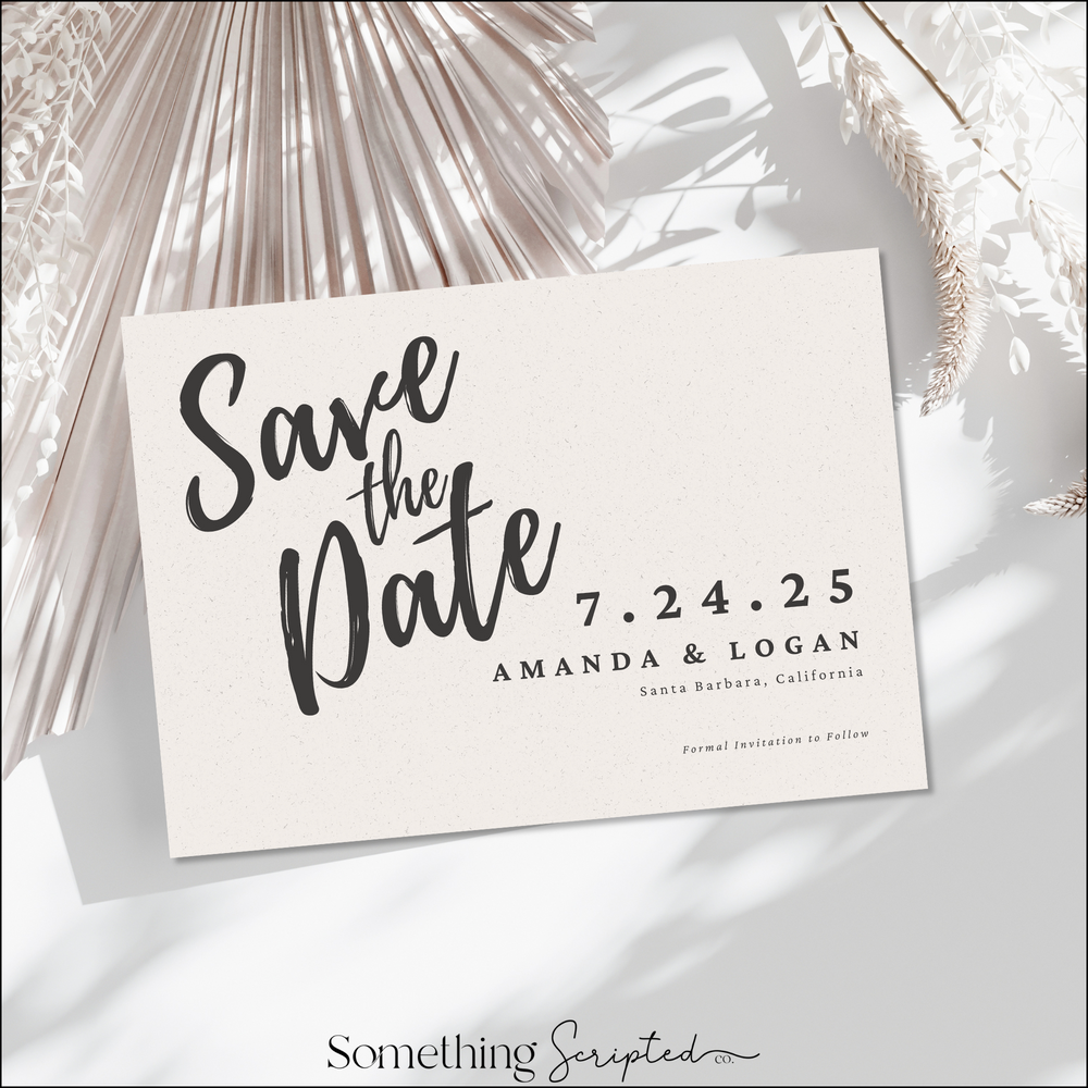 
                      
                        Brushed Script Save the Date Invitation Template
                      
                    