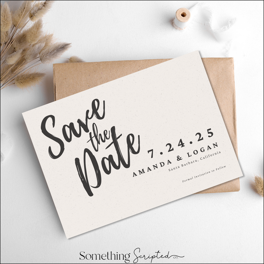 Brushed Script Save the Date Invitation Template