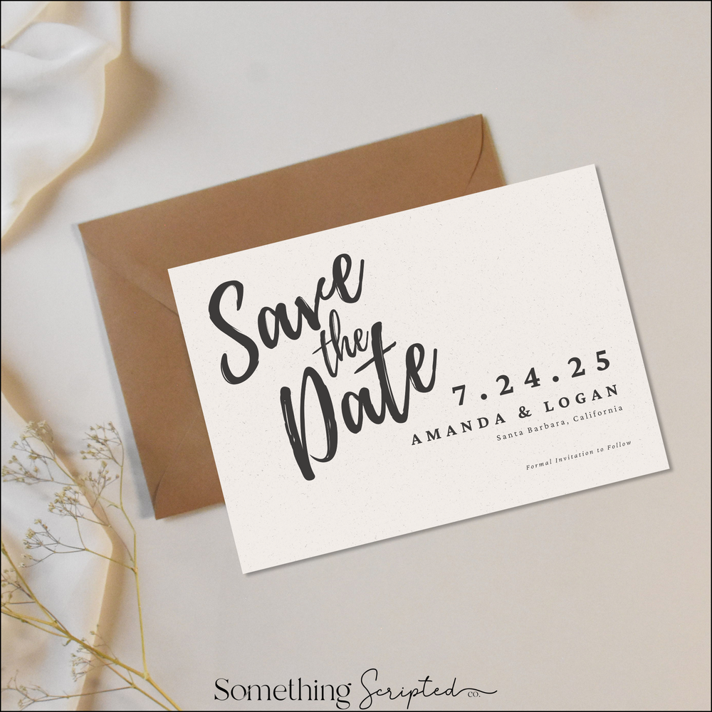 
                      
                        Brushed Script Save the Date Invitation Template
                      
                    