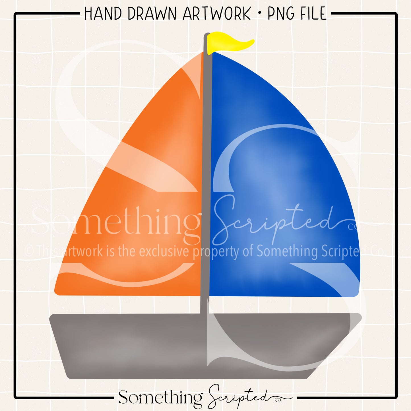 Sailboat Blue Orange PNG