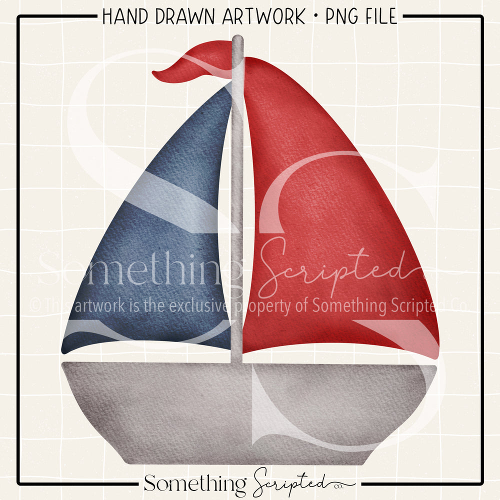 Red Navy Sailboat PNG