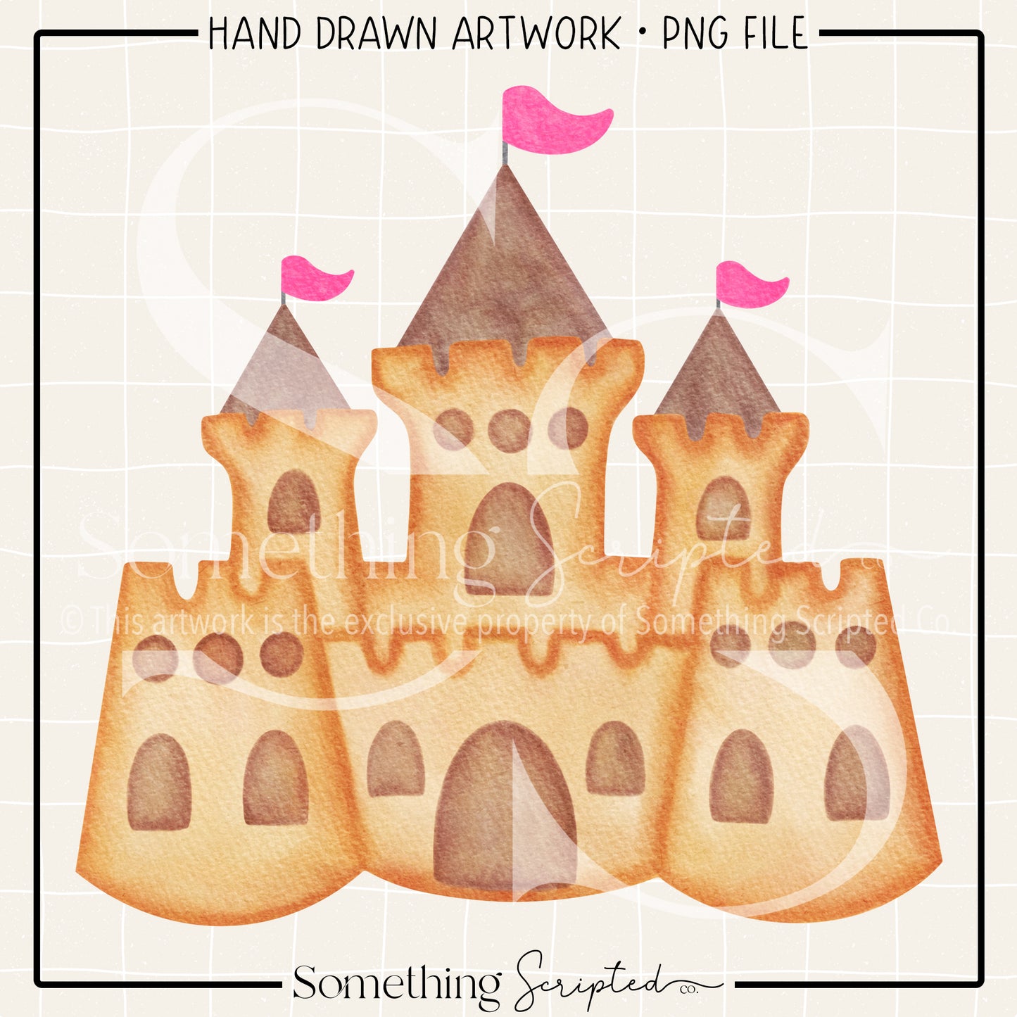 Sandcastle Pink Flags PNG