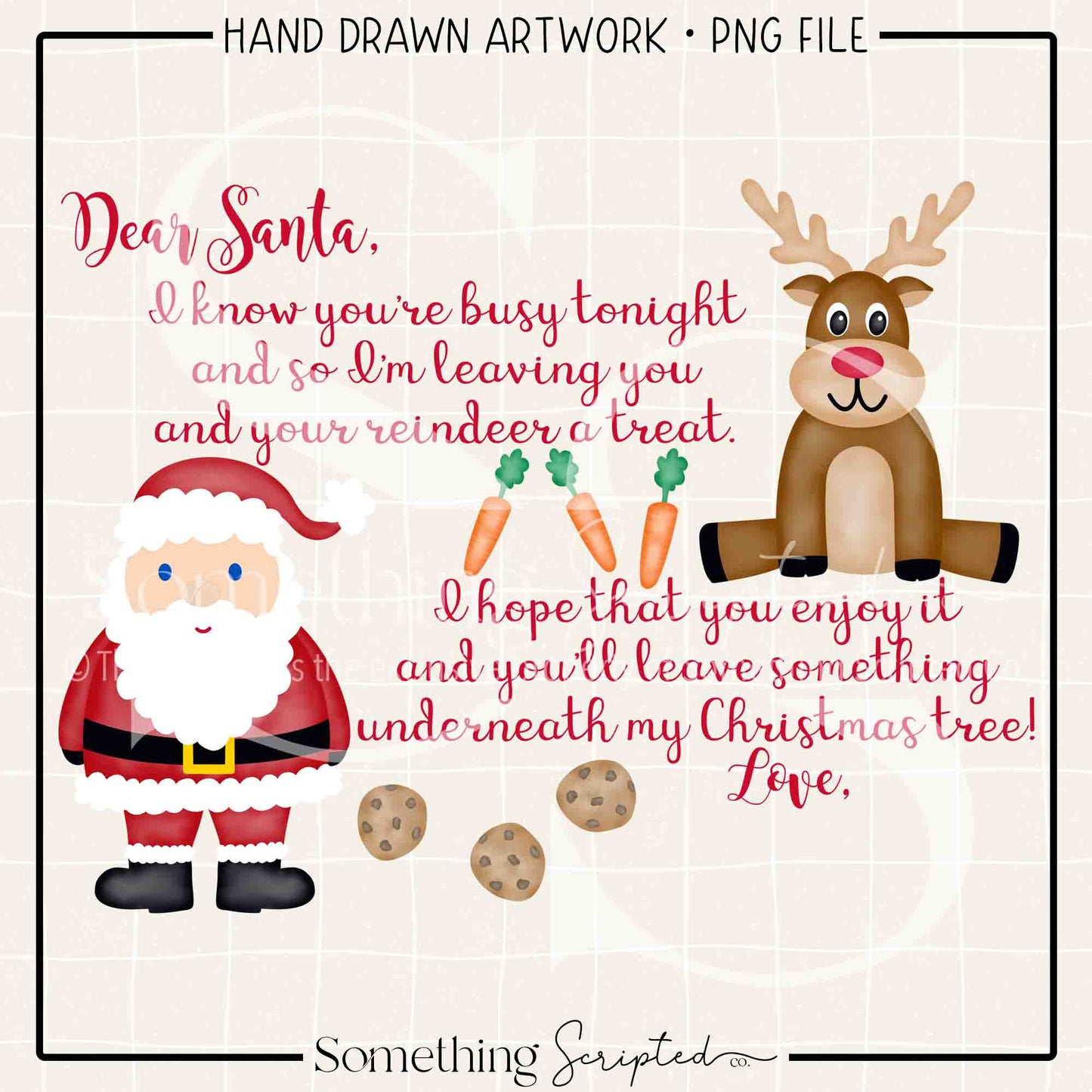 Santa Reindeer Letter PNG