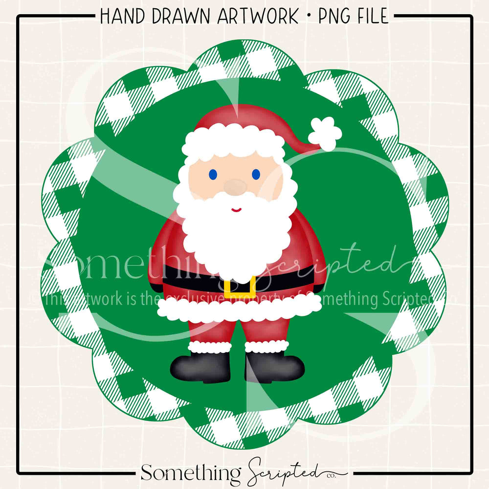 Santa Scallop Frame Green PNG