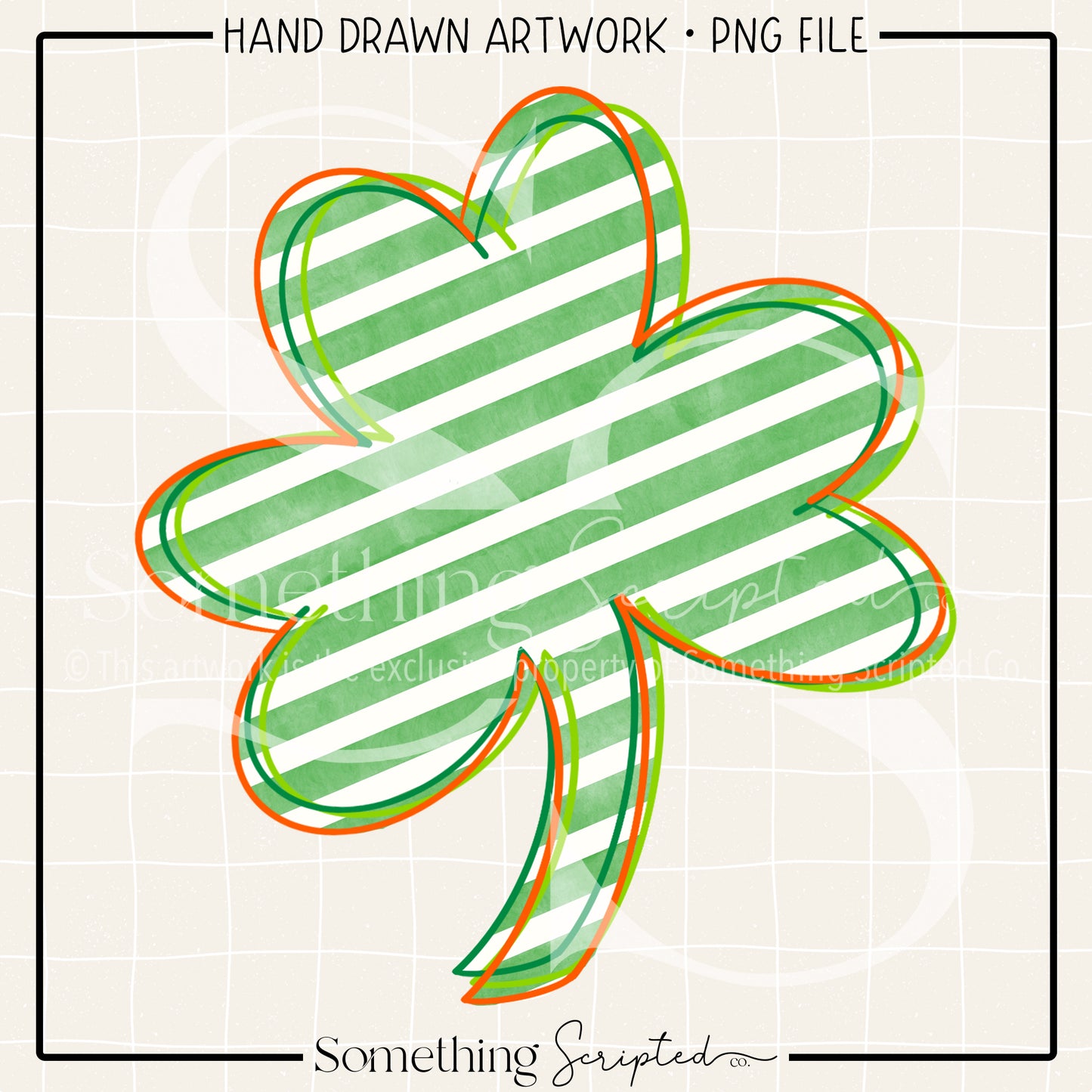 Scribble Shamrock Orange PNG