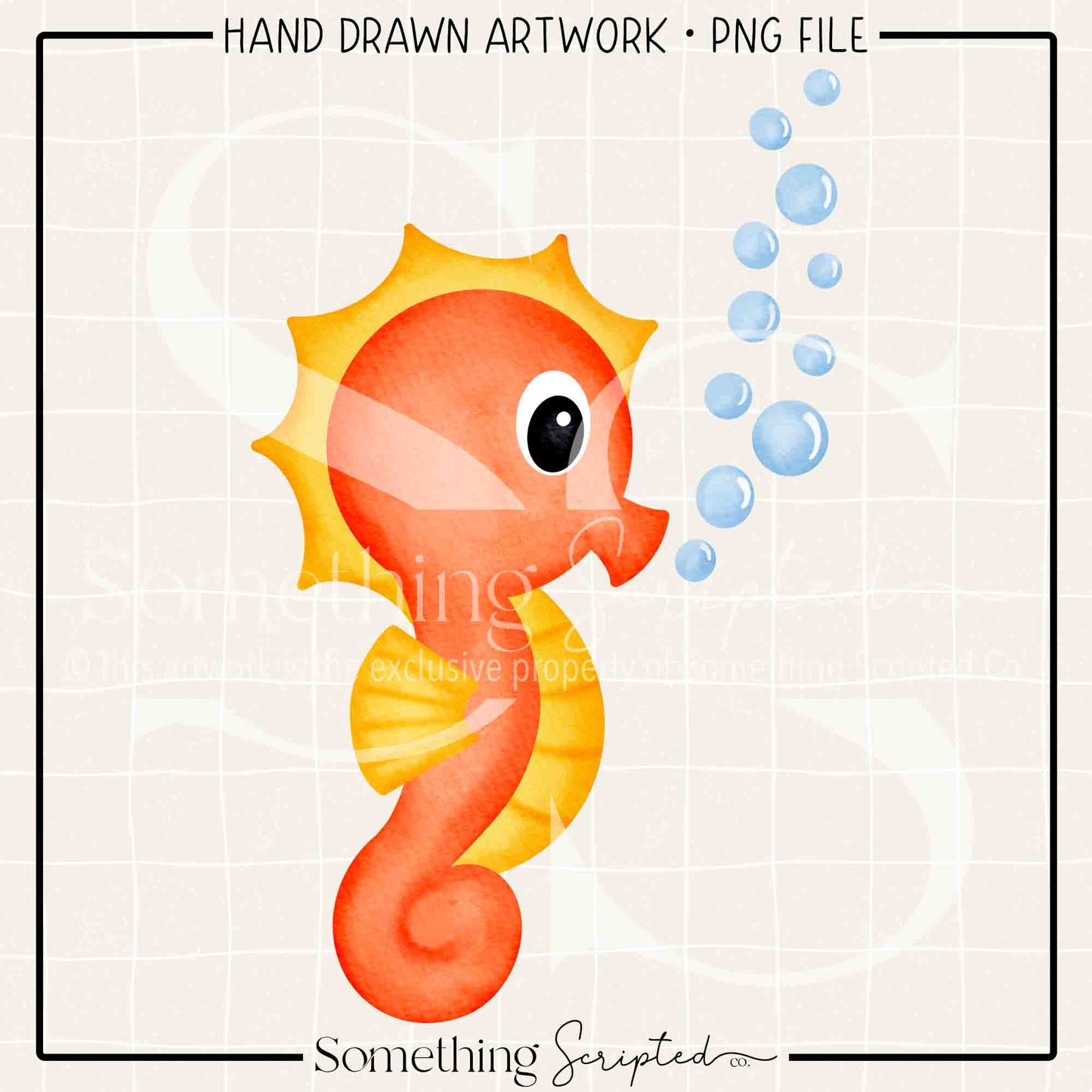 Orange Seahorse PNG