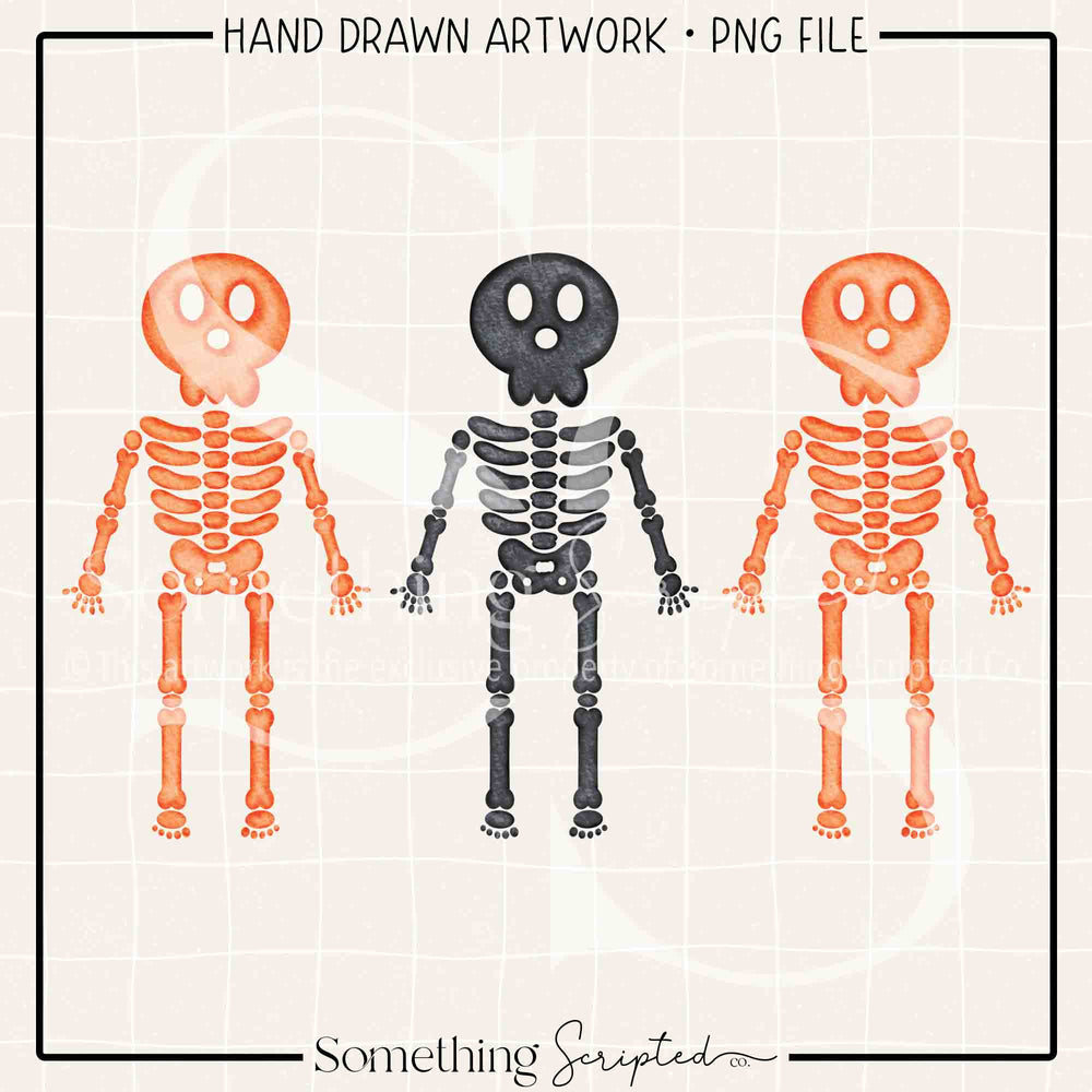 Skeleton Trio Orange PNG