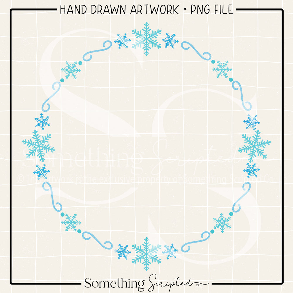 Snowflake Circle Frame PNG