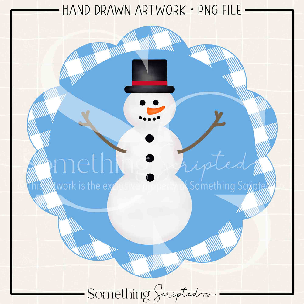 Snowman Scallop Blue PNG