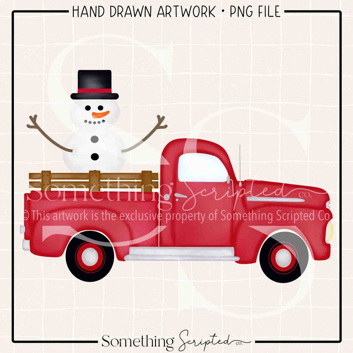 Snowman Vintage Truck PNG