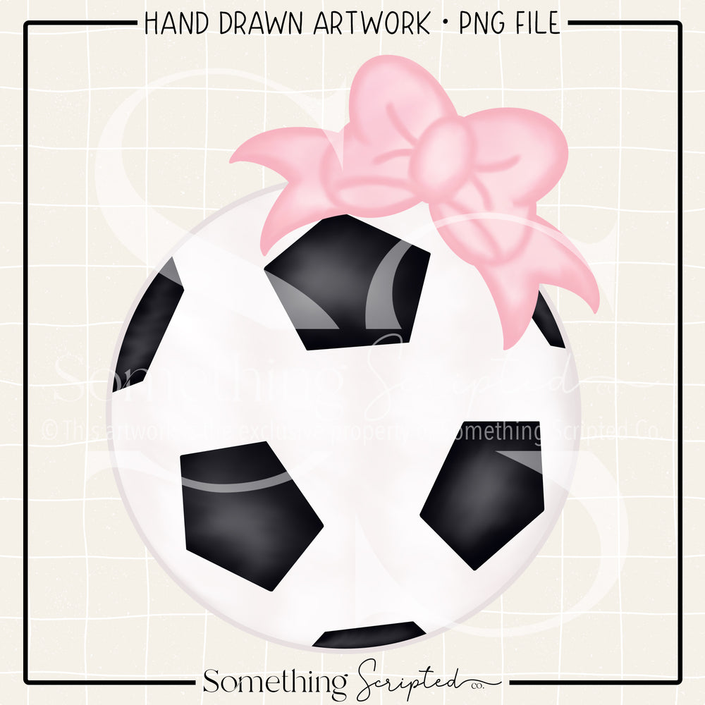 Soccer Ball Pink Bow PNG