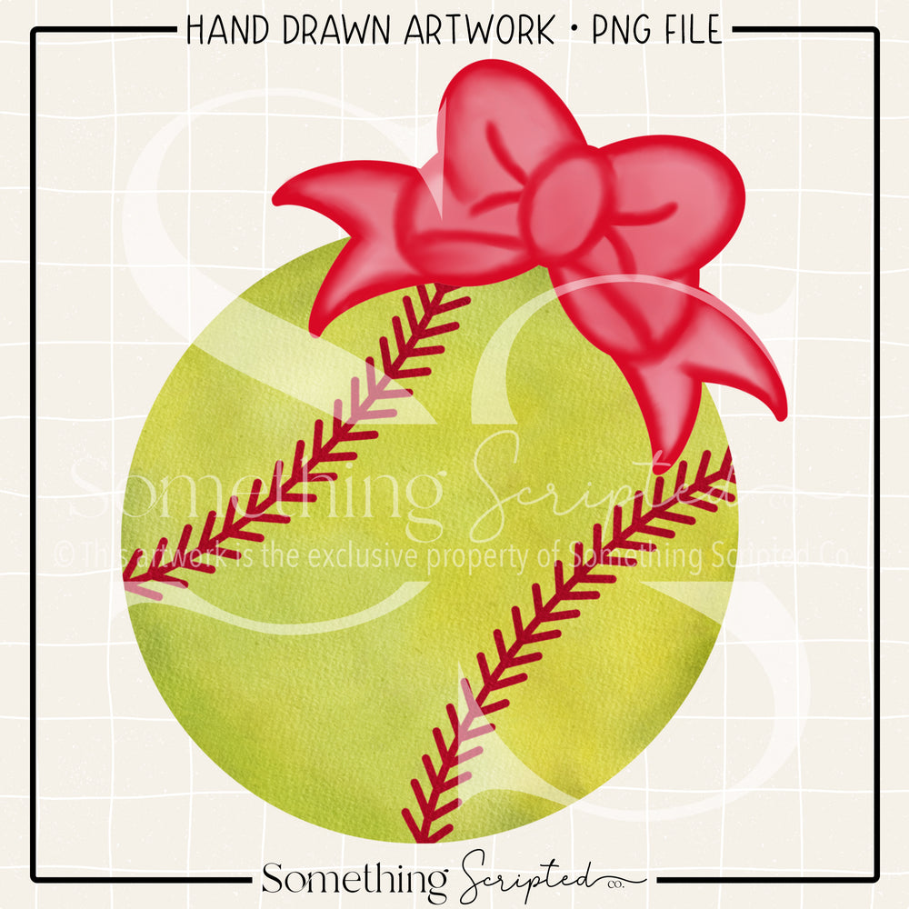 Softball Red Bow PNG