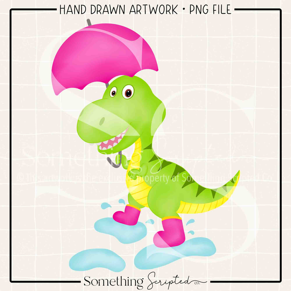 Splashing Dino Pink PNG