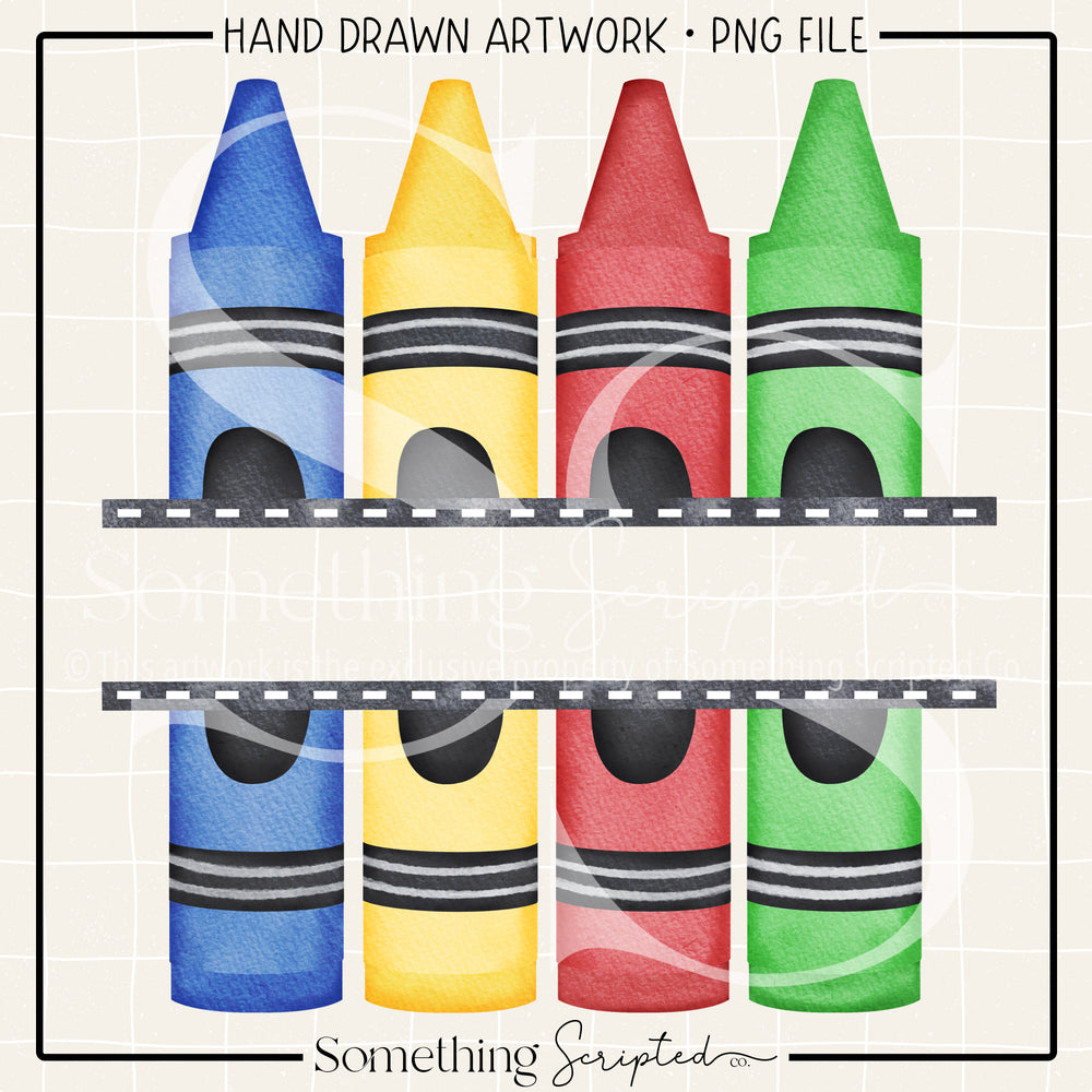 Split Crayons Primary Black PNG