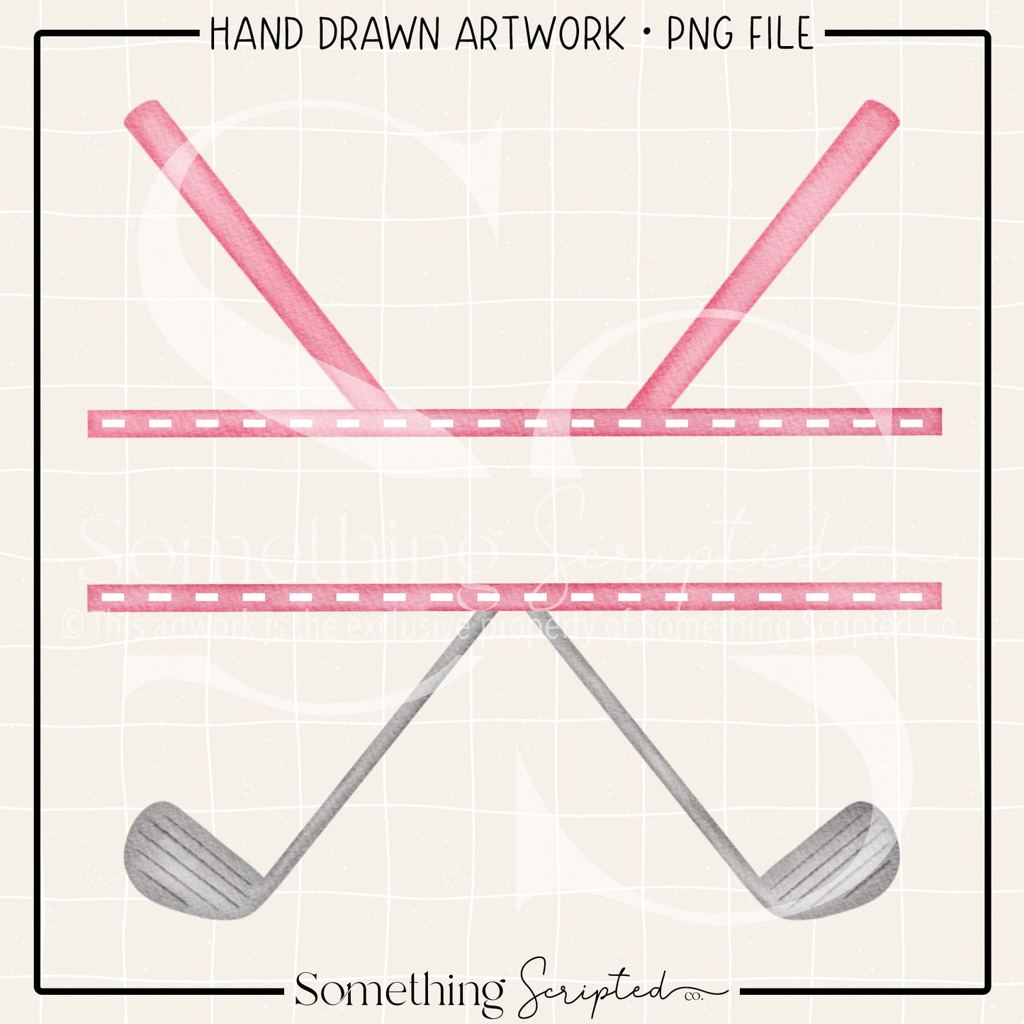 Split Golf Clubs Pink PNG