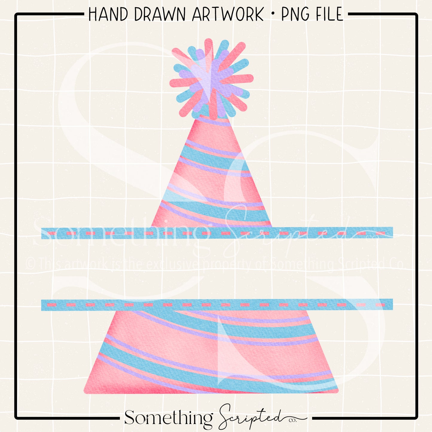 Pink Blue Split Party Hat PNG