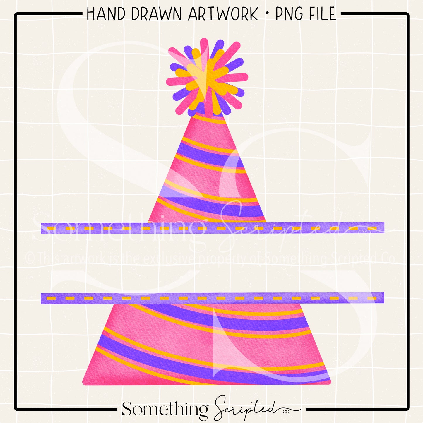 Pink Purple Split Party Hat PNG