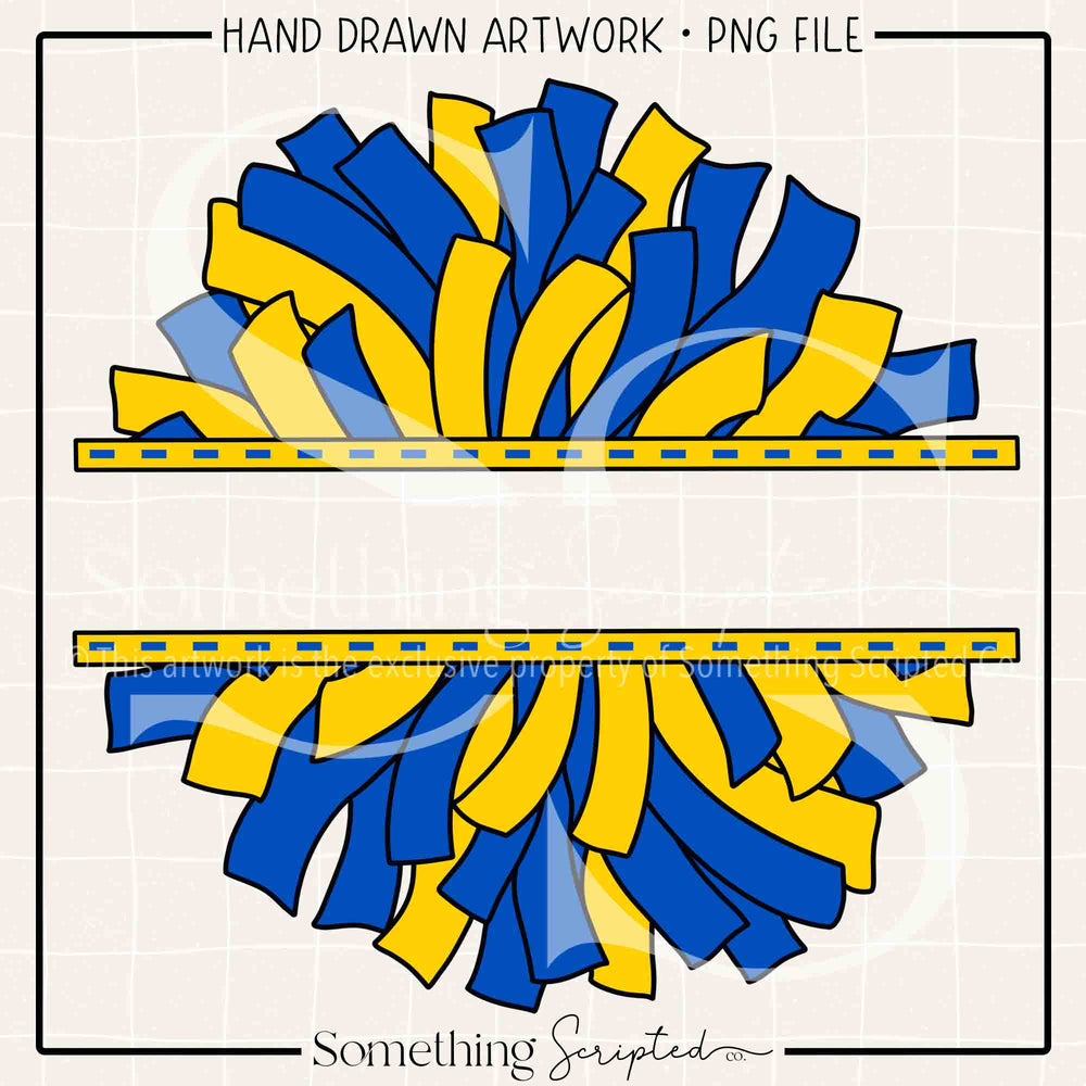 Split Pom Pom Blue Yellow PNG