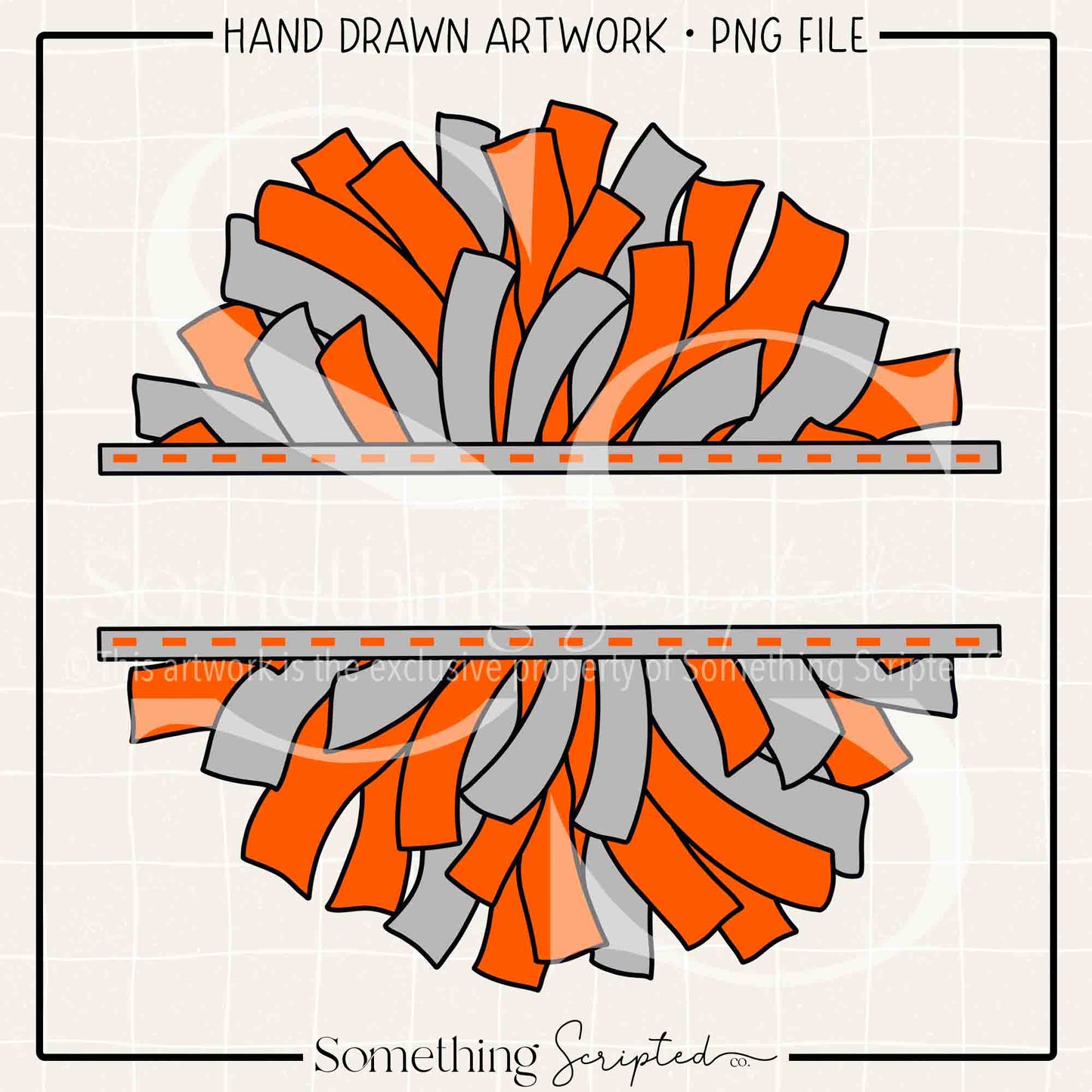 Split Pom Pom Orange Silver PNG