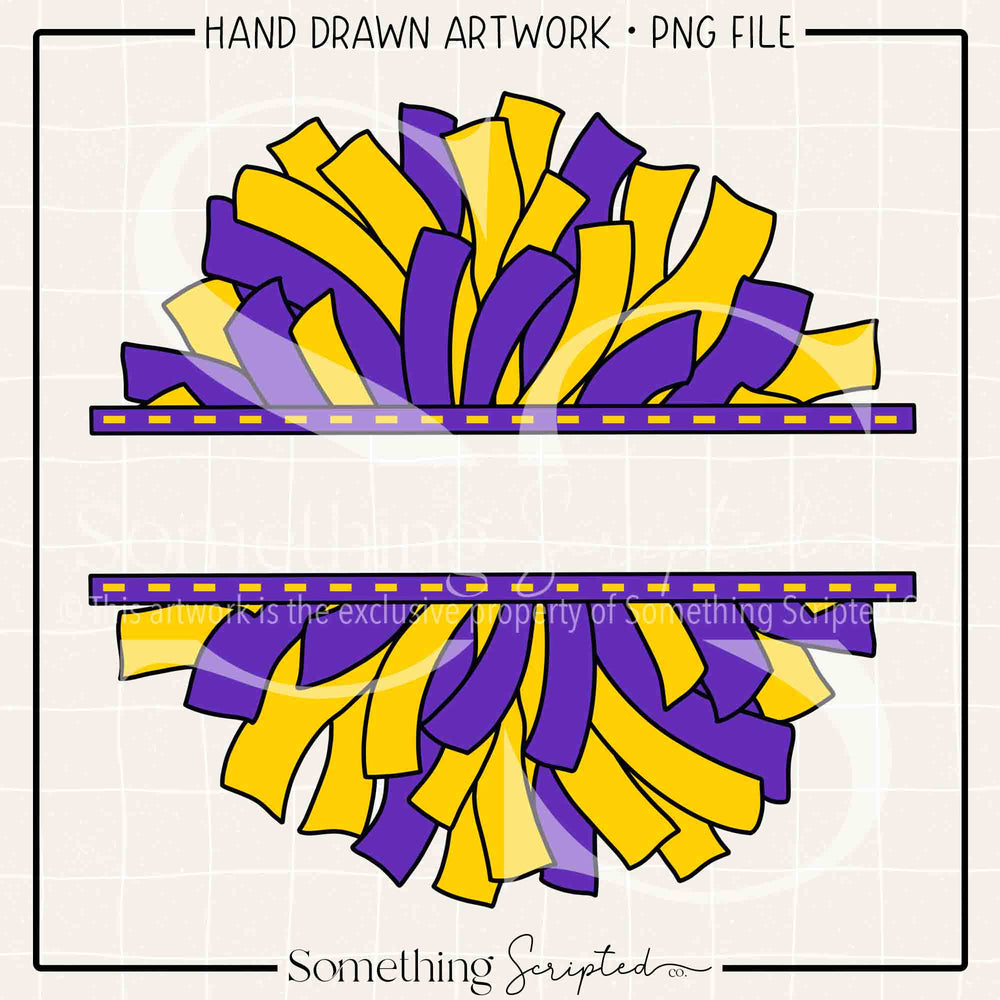 Split Pom Pom Purple Yellow PNG