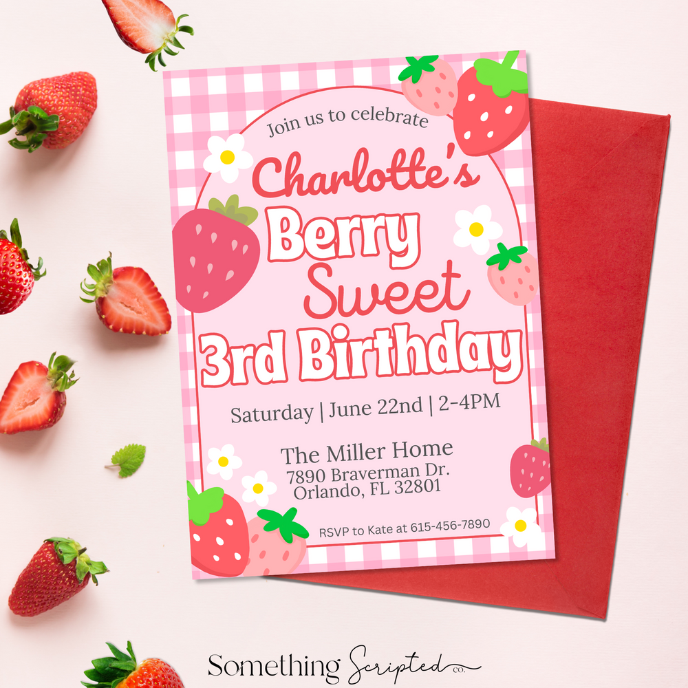 Strawberry Fun Invitation Template