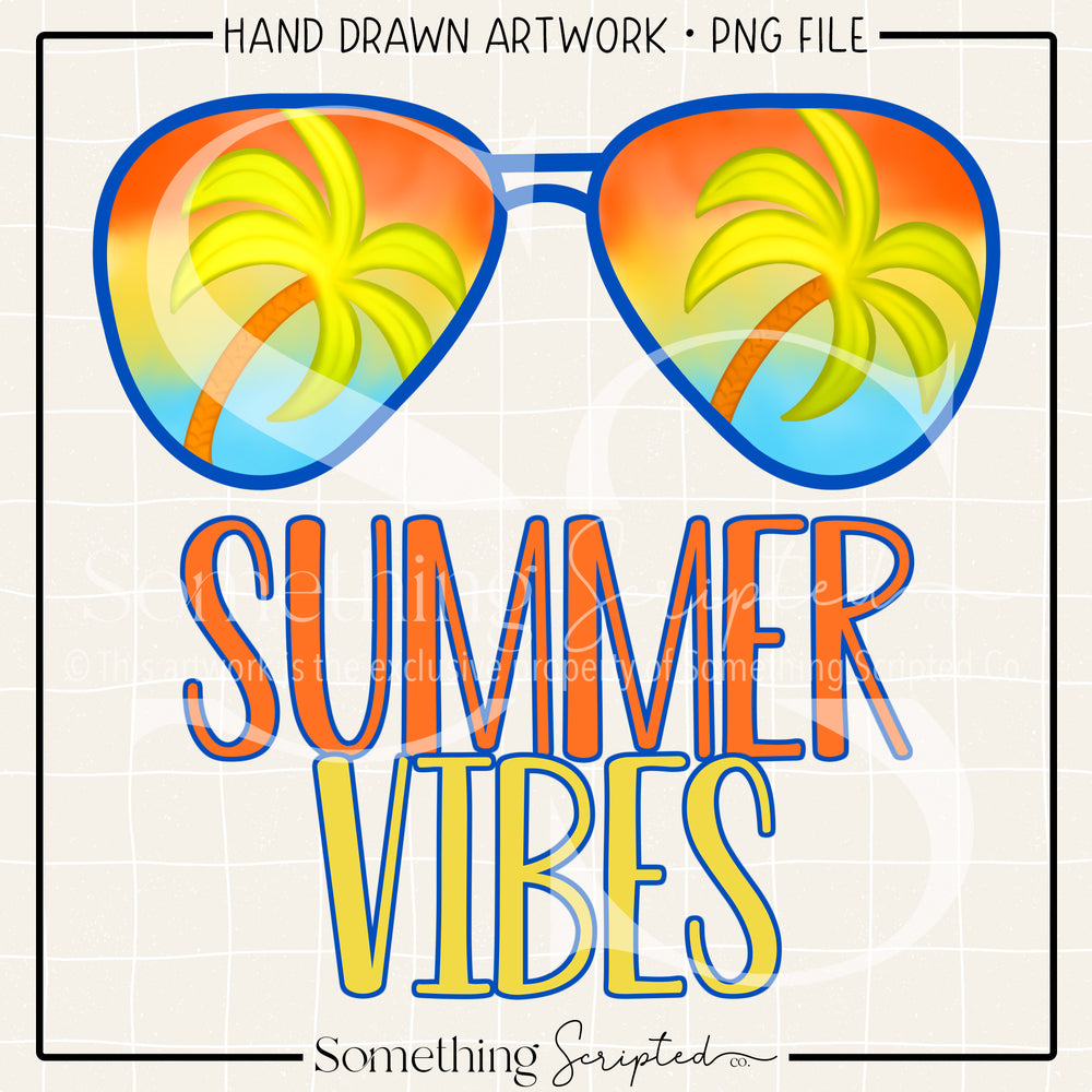 Summer Vibes Glasses Blue PNG