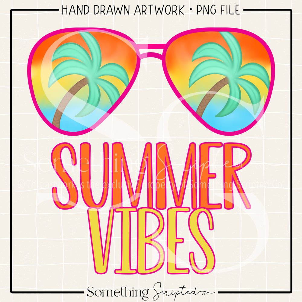 Summer Vibes Glasses Pink PNG