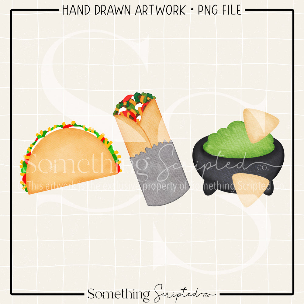 Taco Burrito Guac PNG