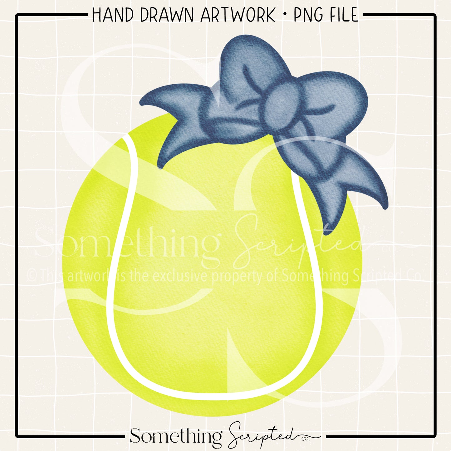 Tennis Ball Blue Bow PNG