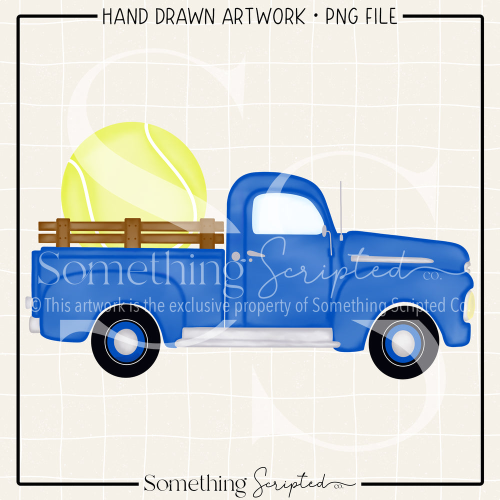 Tennis Vintage Blue Truck PNG