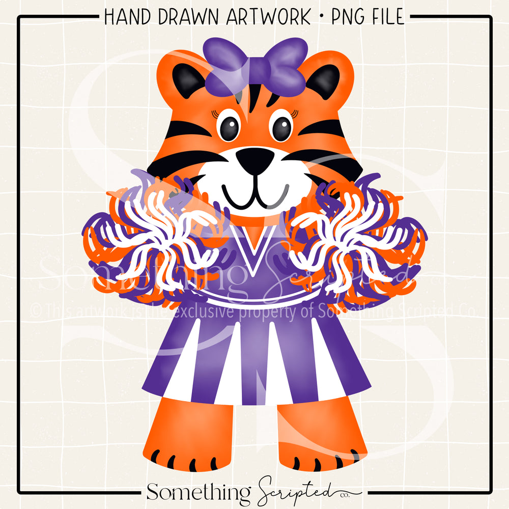 Tiger Cheerleader Purple PNG