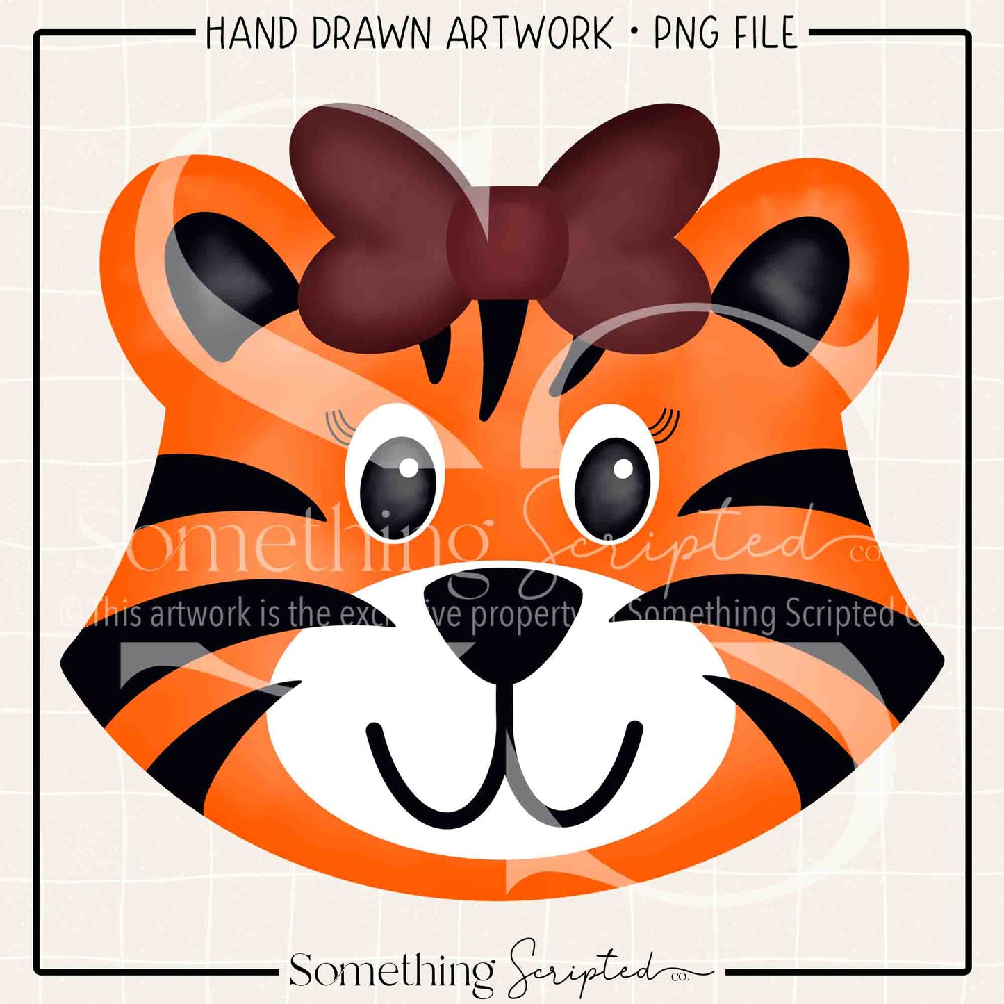 Tiger Girl Maroon Bow PNG