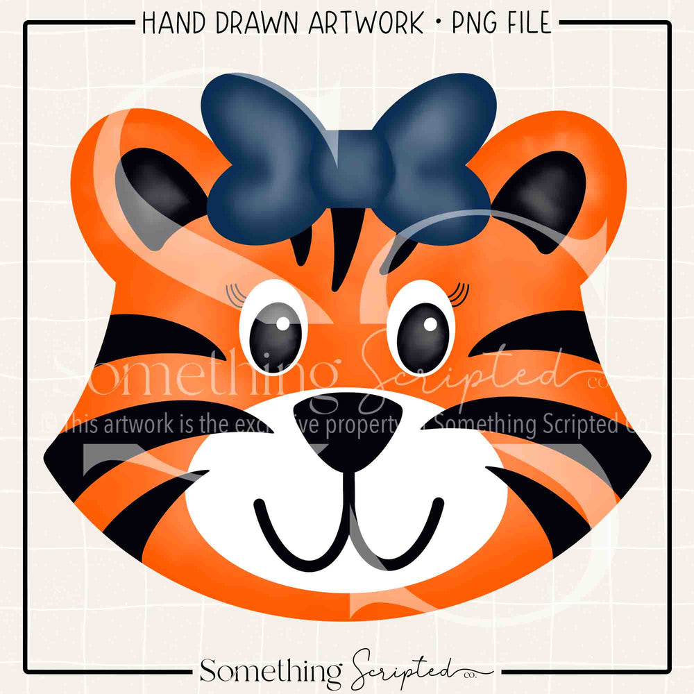 Tiger Girl Navy Bow PNG