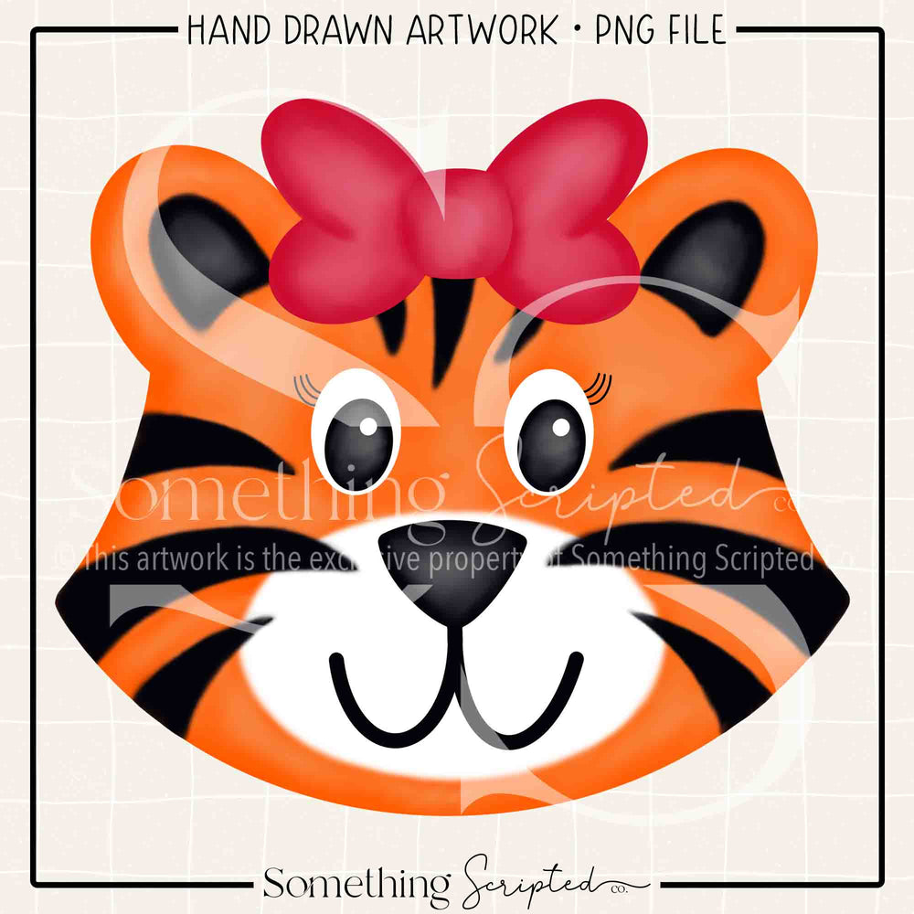 Tiger Girl Red Bow PNG