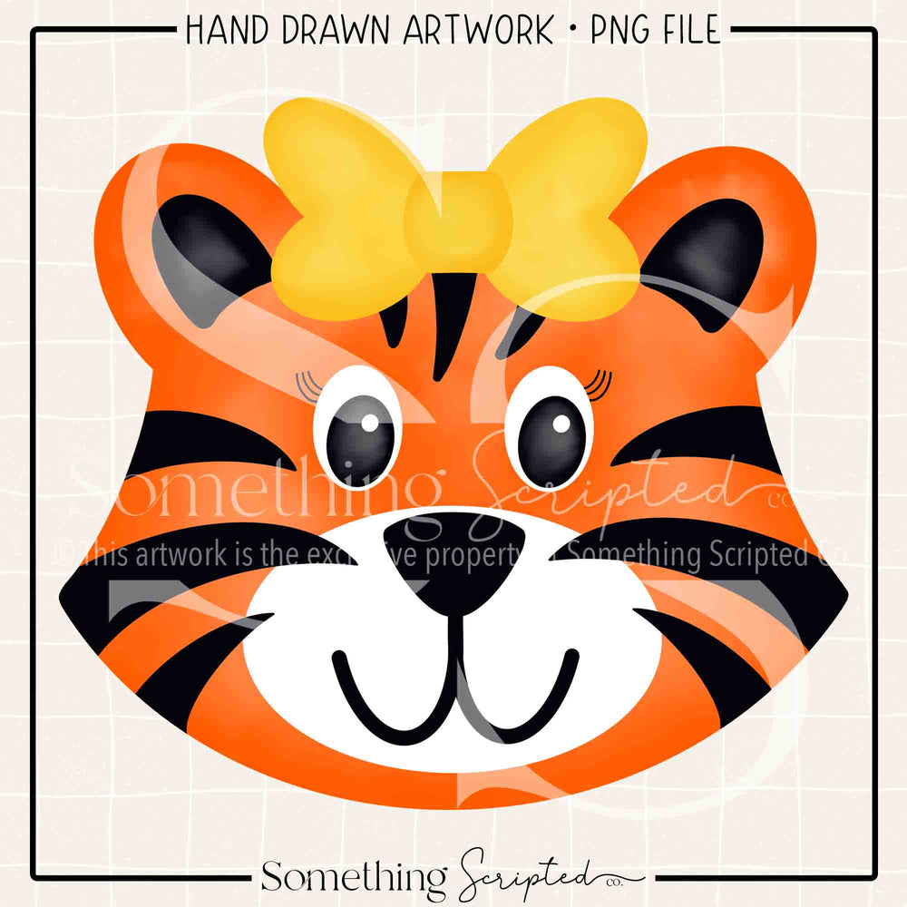 Tiger Girl Yellow Bow PNG