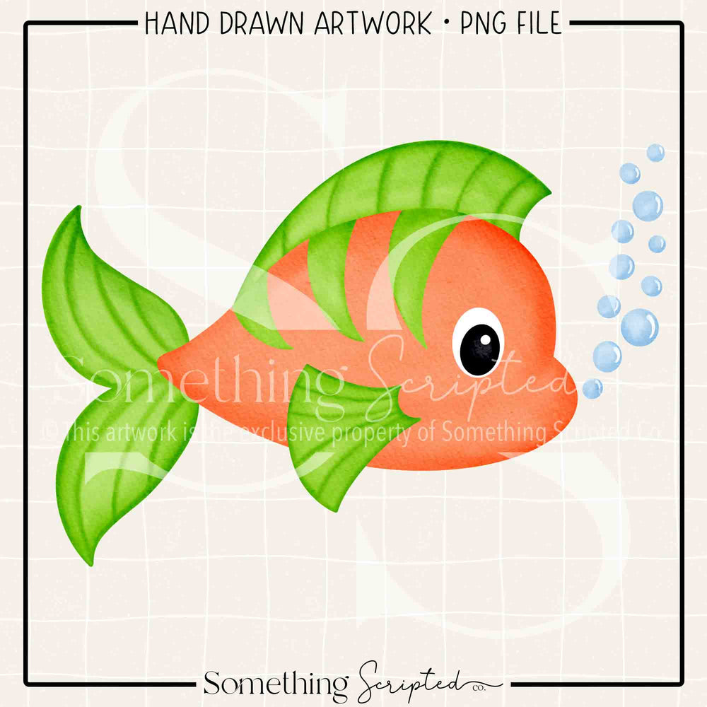 Tropical Fish Orange Green PNG