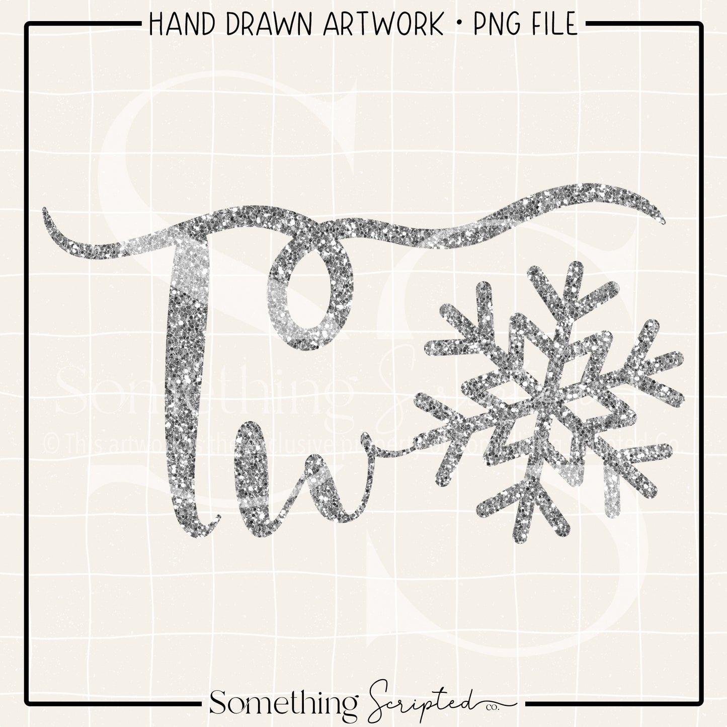 Two Snowflake Silver Glitter PNG