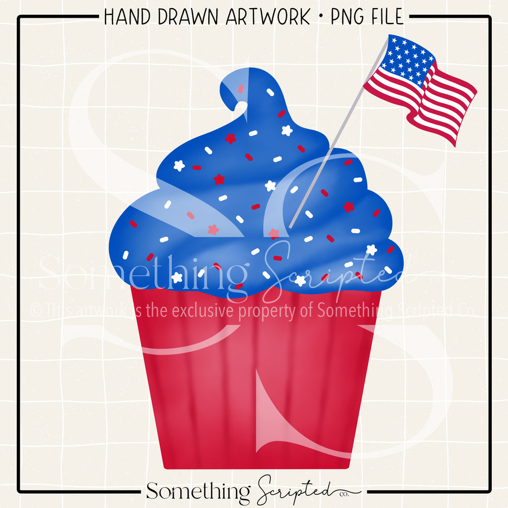 USA Flag Cupcake PNG