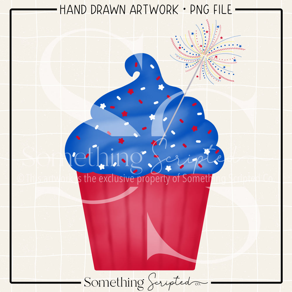 USA Sparkler Cupcake PNG