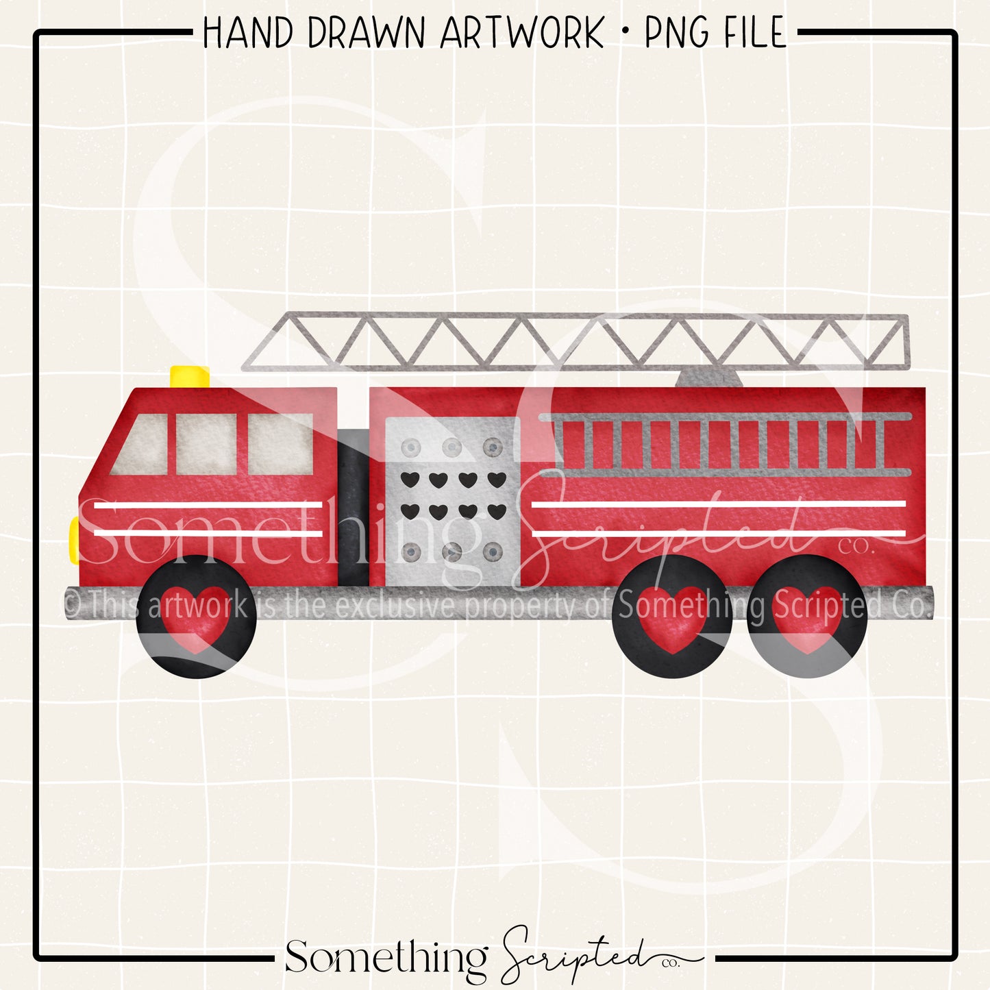 Valentine Firetruck PNG